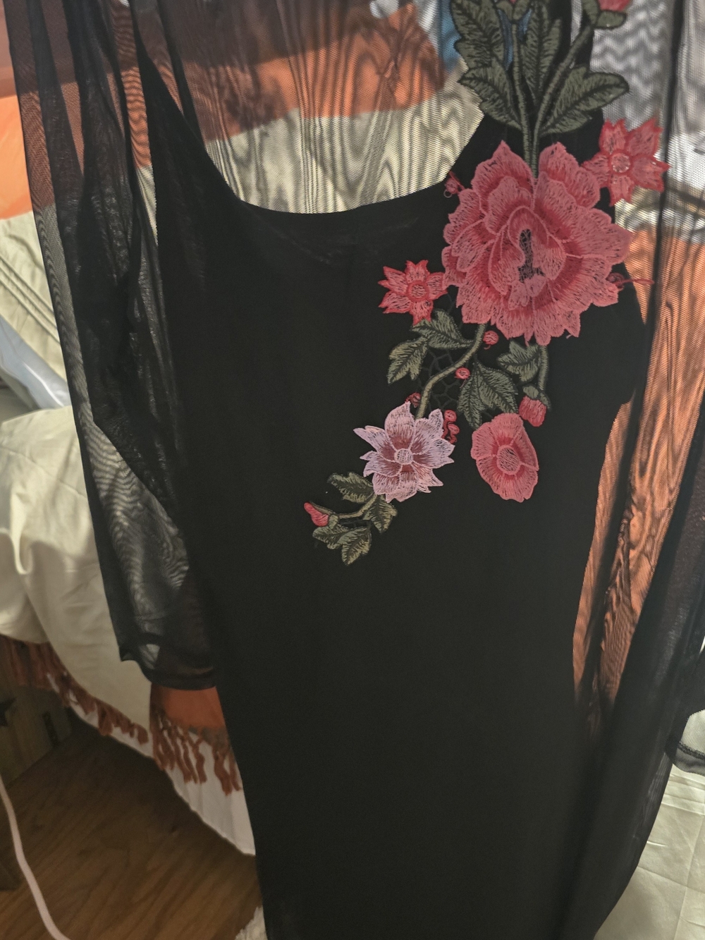 Haute Monde Black Sheer Mesh Top with Subtle Sheen